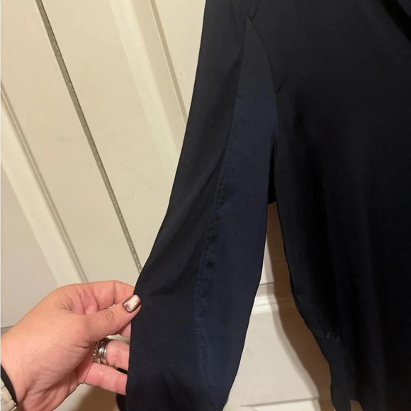 Anthropologie Saturday Sunday Navy Blue Button Up Blouse Tie Front Sz Small - Picture 8 of 14